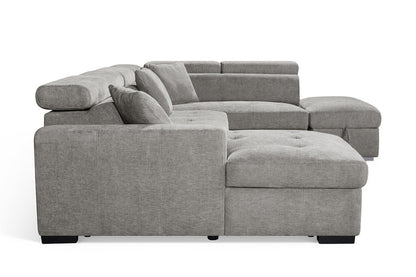 August U Shape Style Storage Sofa Bed With Ottoman - Grey Chenille - Right Hand - product view 5