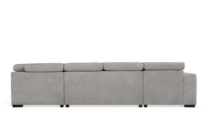 August U Shape Style Storage Sofa Bed With Ottoman - Grey Chenille - Right Hand - product view 6