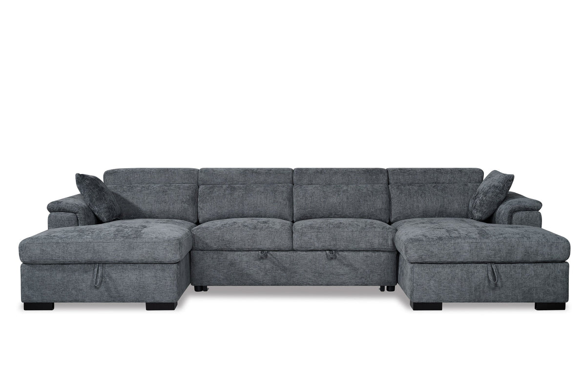 Alaya Storage U Shape Sofa Bed - Blue - product view 2