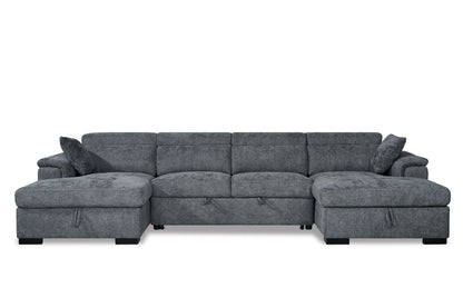 Alaya Storage U Shape Sofa Bed - Blue - product view 2