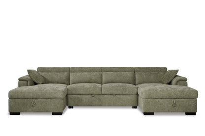 Alaya Storage U Shape Sofa Bed - Green - product view 2