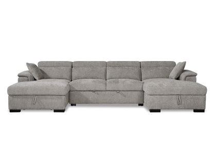 Alaya Storage U Shape Sofa Bed - Light Grey - product view 5