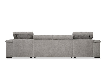 Alaya Storage U Shape Sofa Bed - Light Grey - rear view