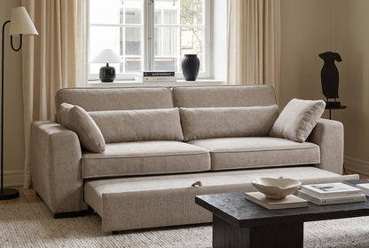 Alfie Beige Chenille Fabric 3 Seater Sofabed