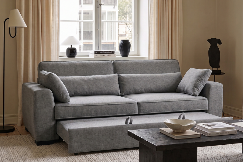 Alfie Dark Grey Chenille Fabric 3 Seater Sofabed