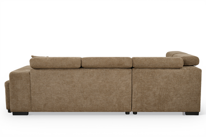Amelia Chocolate Brown Chenille Fabric Corner Sofa Bed with Storage and Ottomans