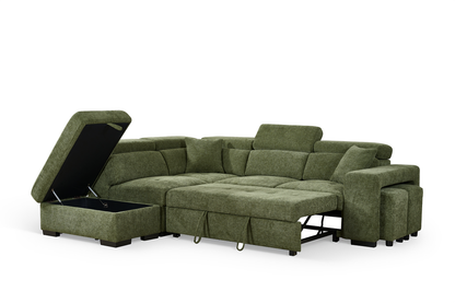 Amelia Olive Green 1C2 left hand corner sofa bed, gallery image 2