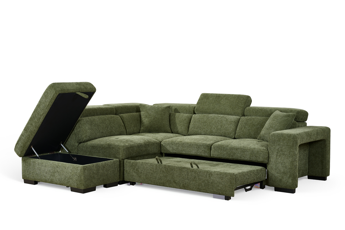 Amelia Olive Green 1C2 left hand corner sofa bed, gallery image 3