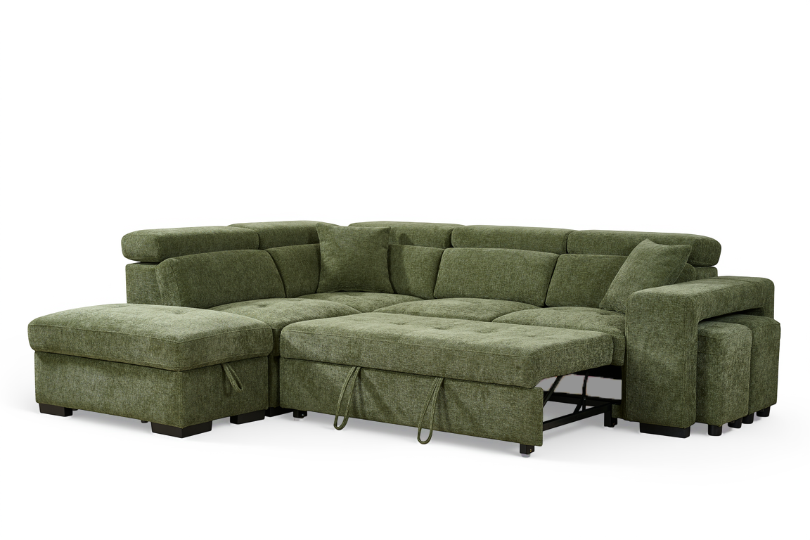Amelia Olive Green 1C2 left hand corner sofa bed, gallery image 4