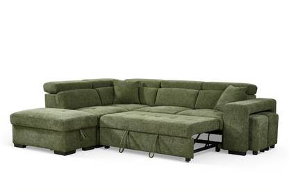 Amelia Olive Green 1C2 left hand corner sofa bed, gallery image 4