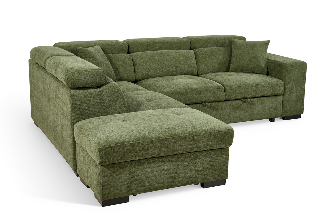 Amelia Olive Green 1C2 left hand corner sofa bed, gallery image 5