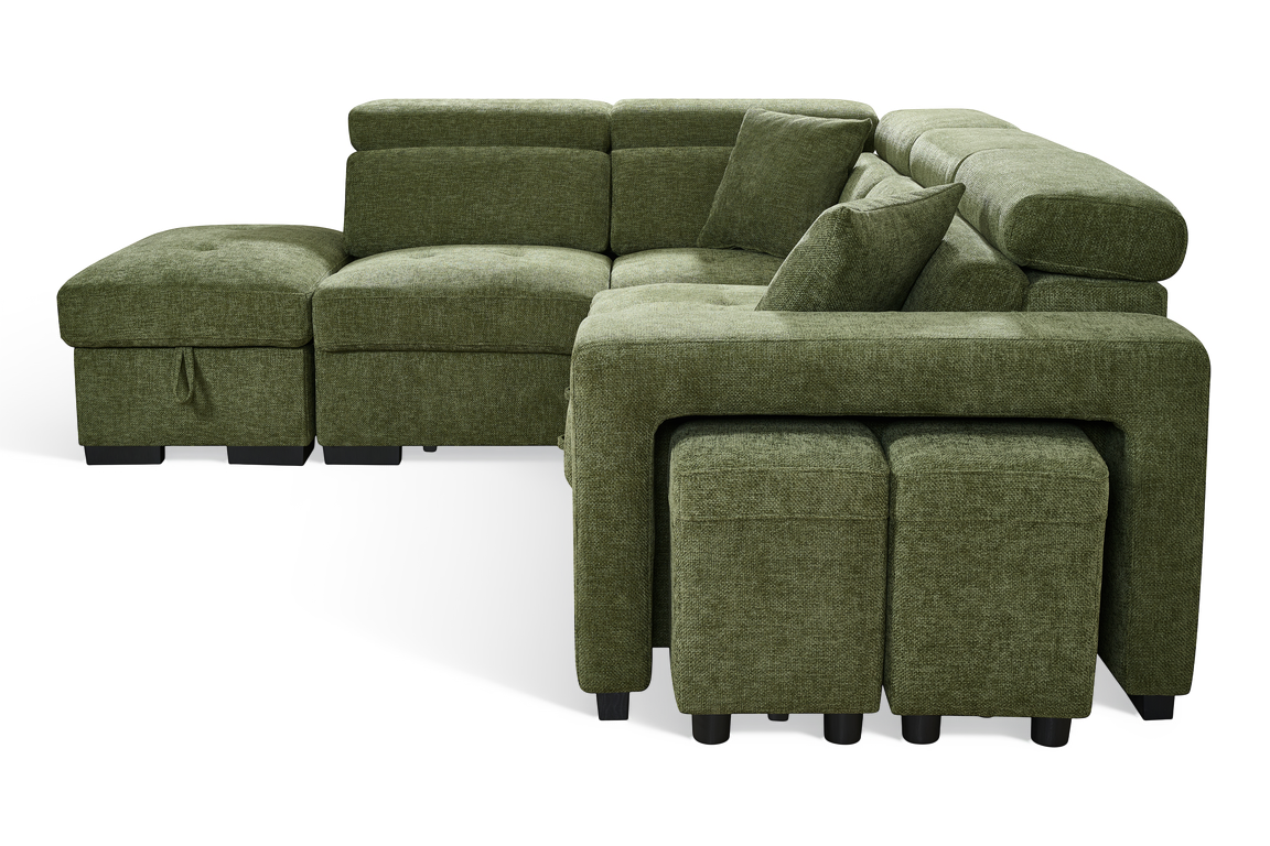 Amelia Olive Green 1C2 left hand corner sofa bed, gallery image 6
