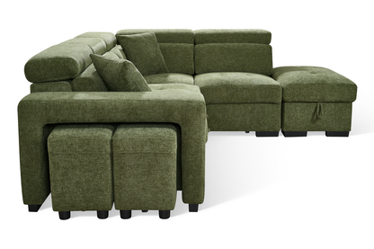 Amelia Olive Green 2C1 right hand corner sofa bed, gallery image 6