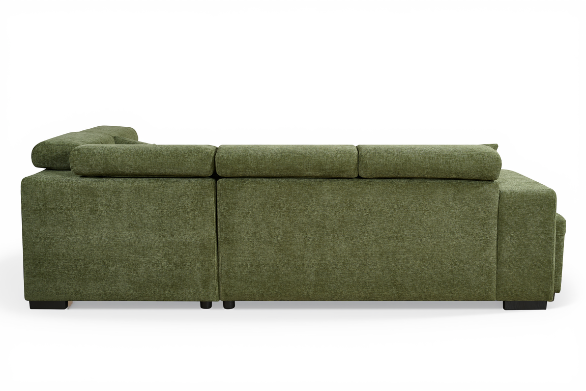 Amelia Olive Green 2C1 right hand corner sofa bed, gallery image 7