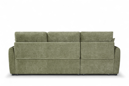 Archie Green Chenille Fabric Corner Sofabed with Storage