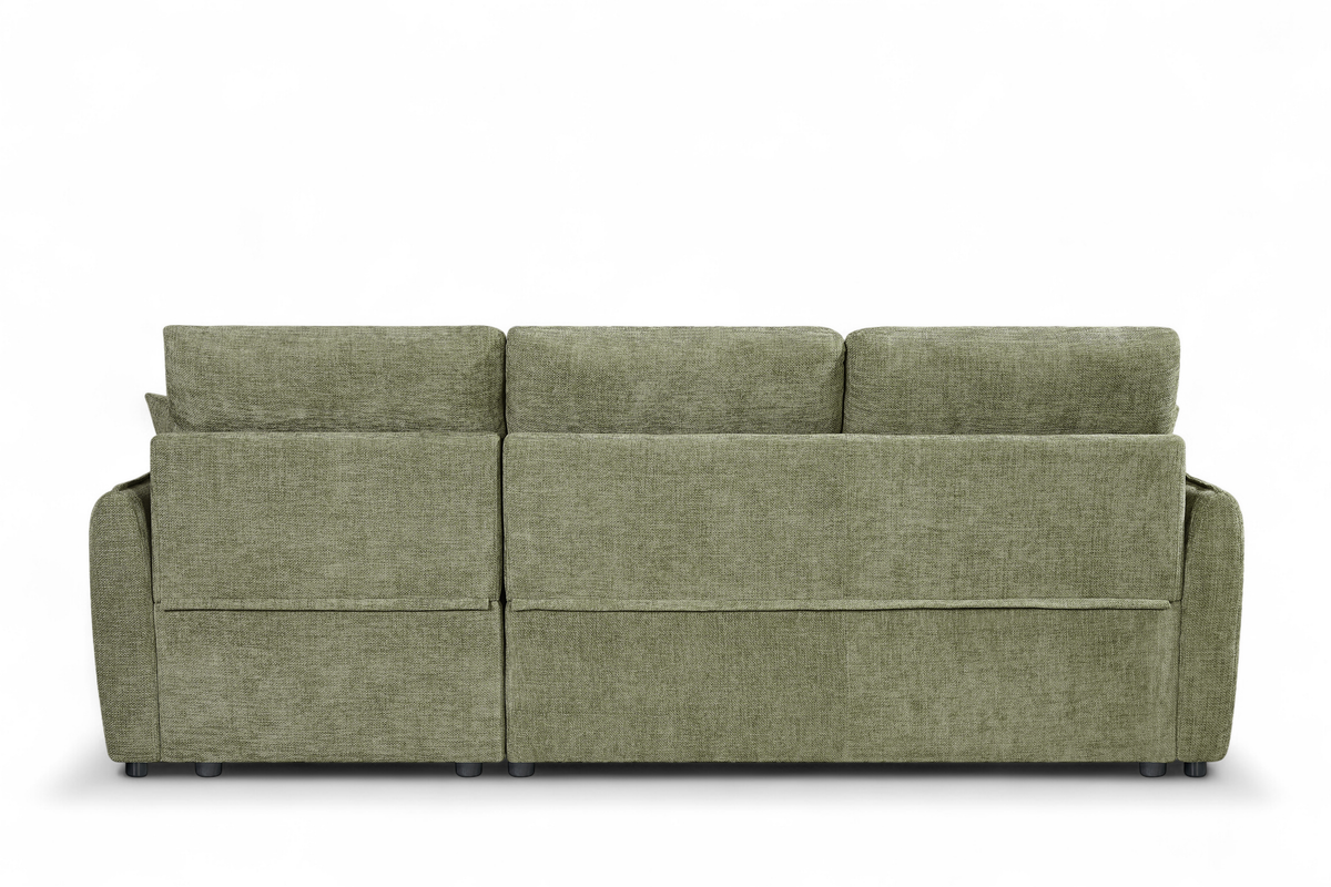 Archie Green Chenille Fabric Corner Sofabed with Storage