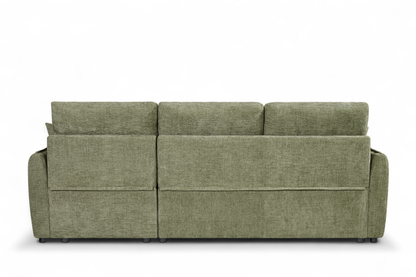 Archie Green Chenille Fabric Corner Sofabed with Storage