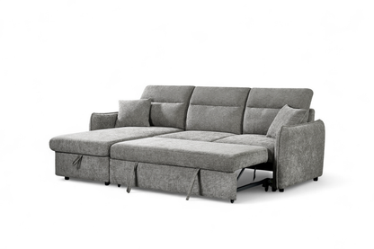 Archie Grey Chenille Fabric Corner Sofabed with Storage