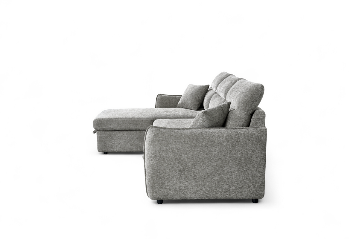 Archie Grey Chenille Fabric Corner Sofabed with Storage
