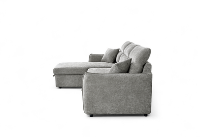 Archie Grey Chenille Fabric Corner Sofabed with Storage