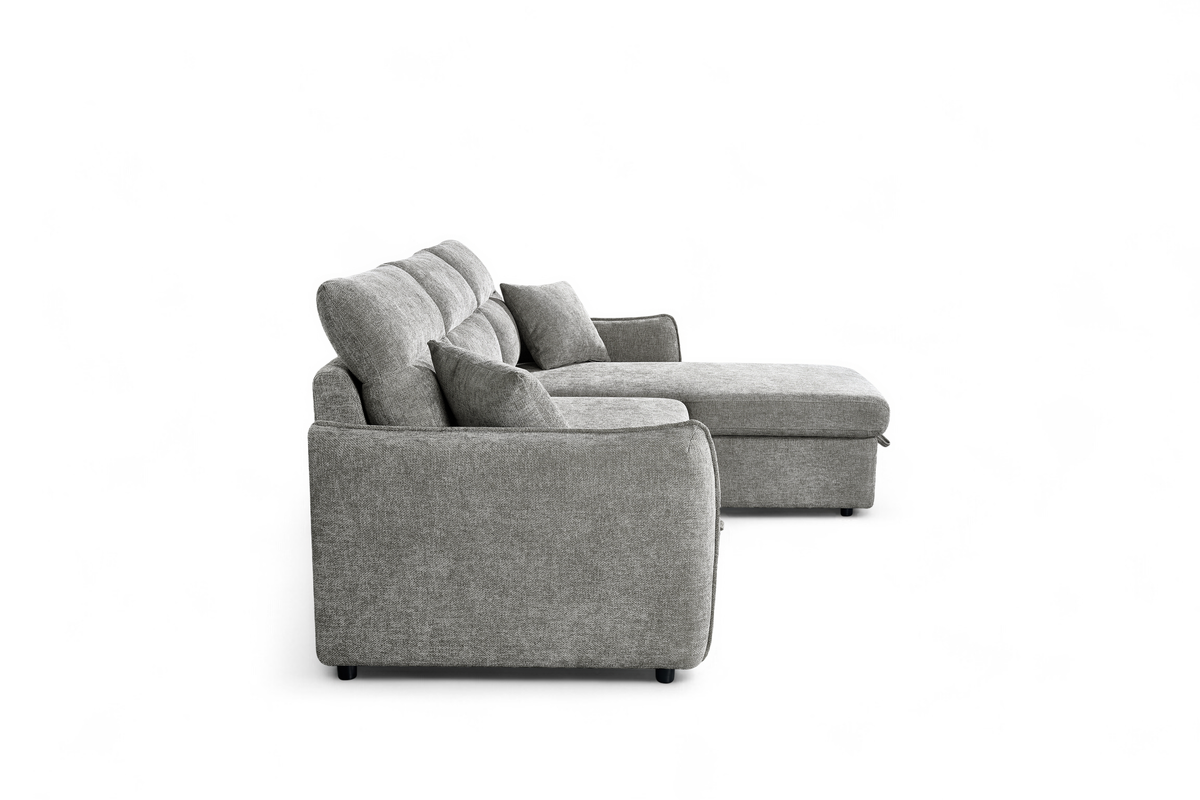 Archie Grey Chenille Fabric Corner Sofabed with Storage