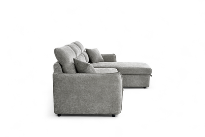 Archie Grey Chenille Fabric Corner Sofabed with Storage