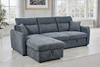 Archie Pale Blue Chenille Fabric Corner Sofabed with Storage