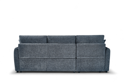 Archie Pale Blue Chenille Fabric Corner Sofabed with Storage