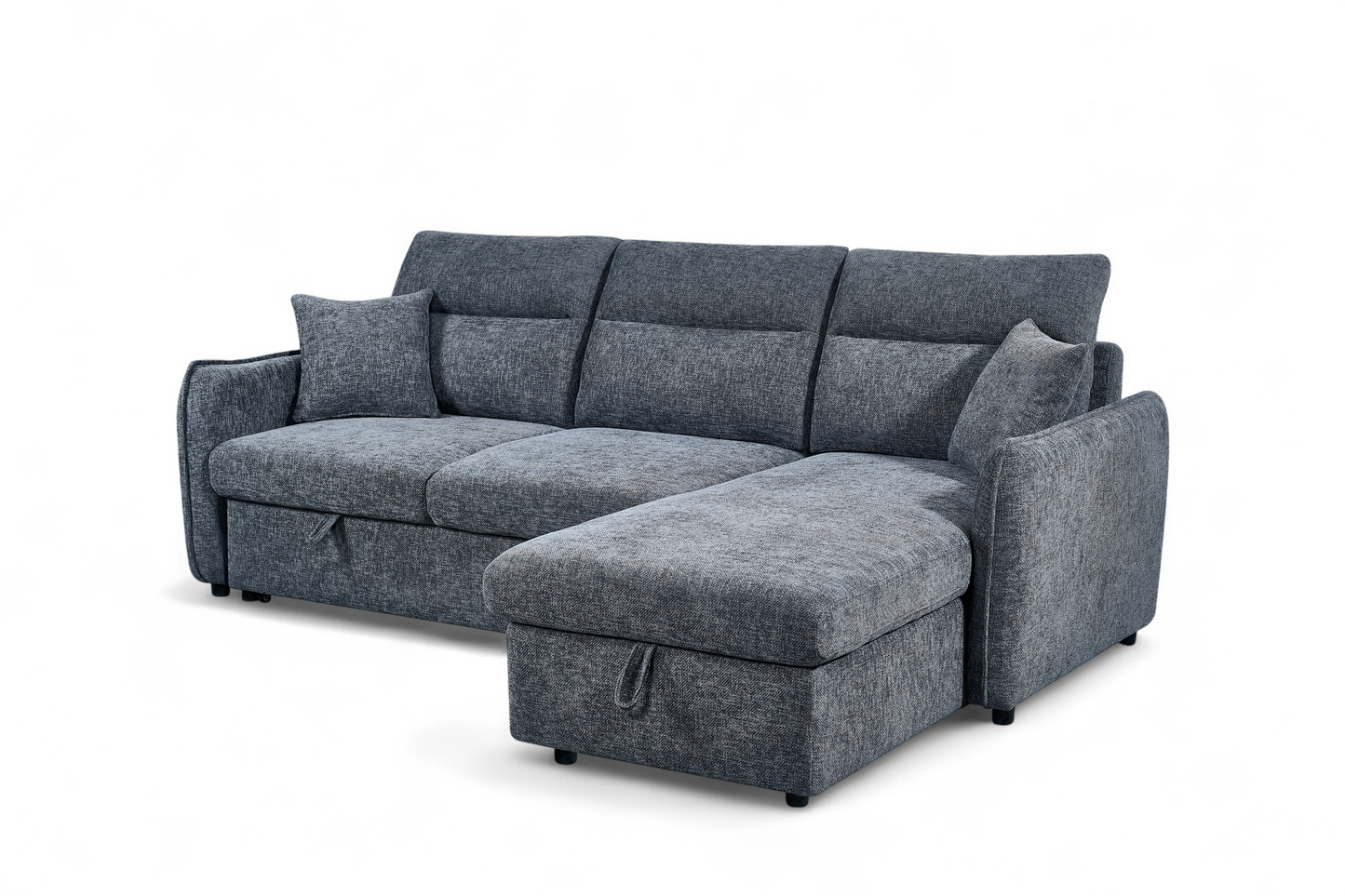 Archie Pale Blue Chenille Fabric Corner Sofabed with Storage