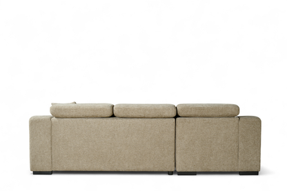 Arthur Beige Chenille Fabric Corner Sofabed with Storage
