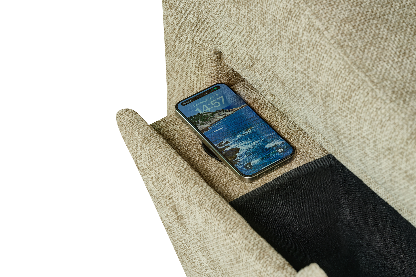 Arthur Beige Chenille Fabric Corner Sofabed with Storage