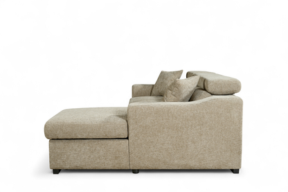 Arthur Beige Chenille Fabric Corner Sofabed with Storage