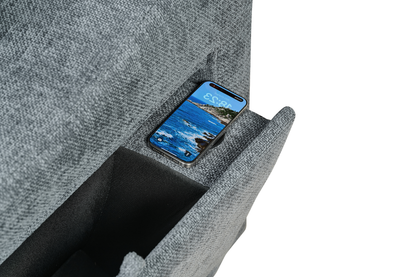 Arthur Blue Chenille Fabric Corner Sofabed with Storage