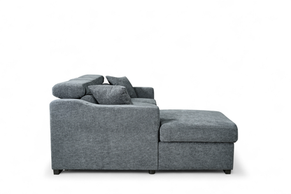 Arthur Blue Chenille Fabric Corner Sofabed with Storage