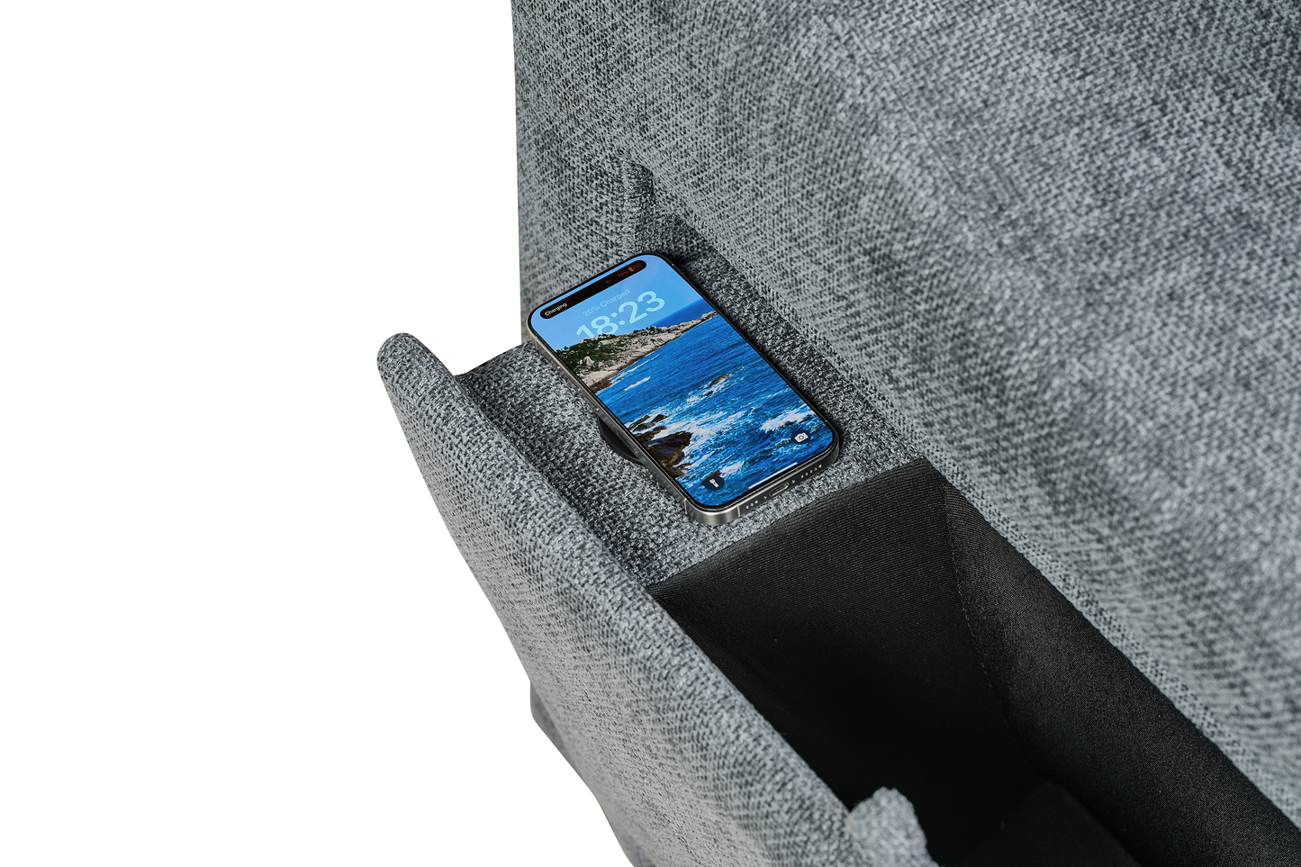 Arthur Blue Chenille Fabric Corner Sofabed with Storage