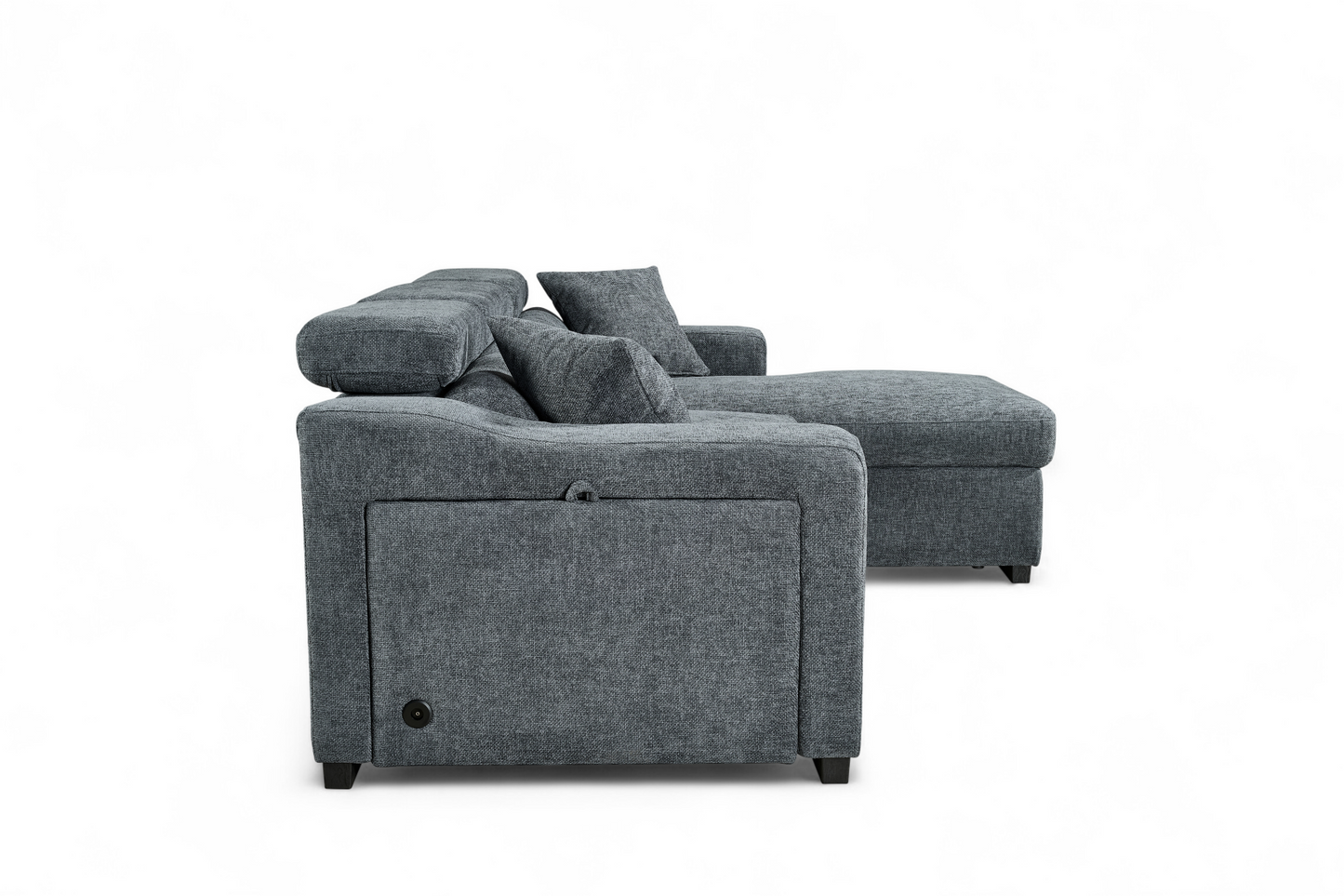 Arthur Blue Chenille Fabric Corner Sofabed with Storage