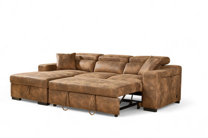 Arthur Brown Chenille Fabric Corner Sofabed with Storage