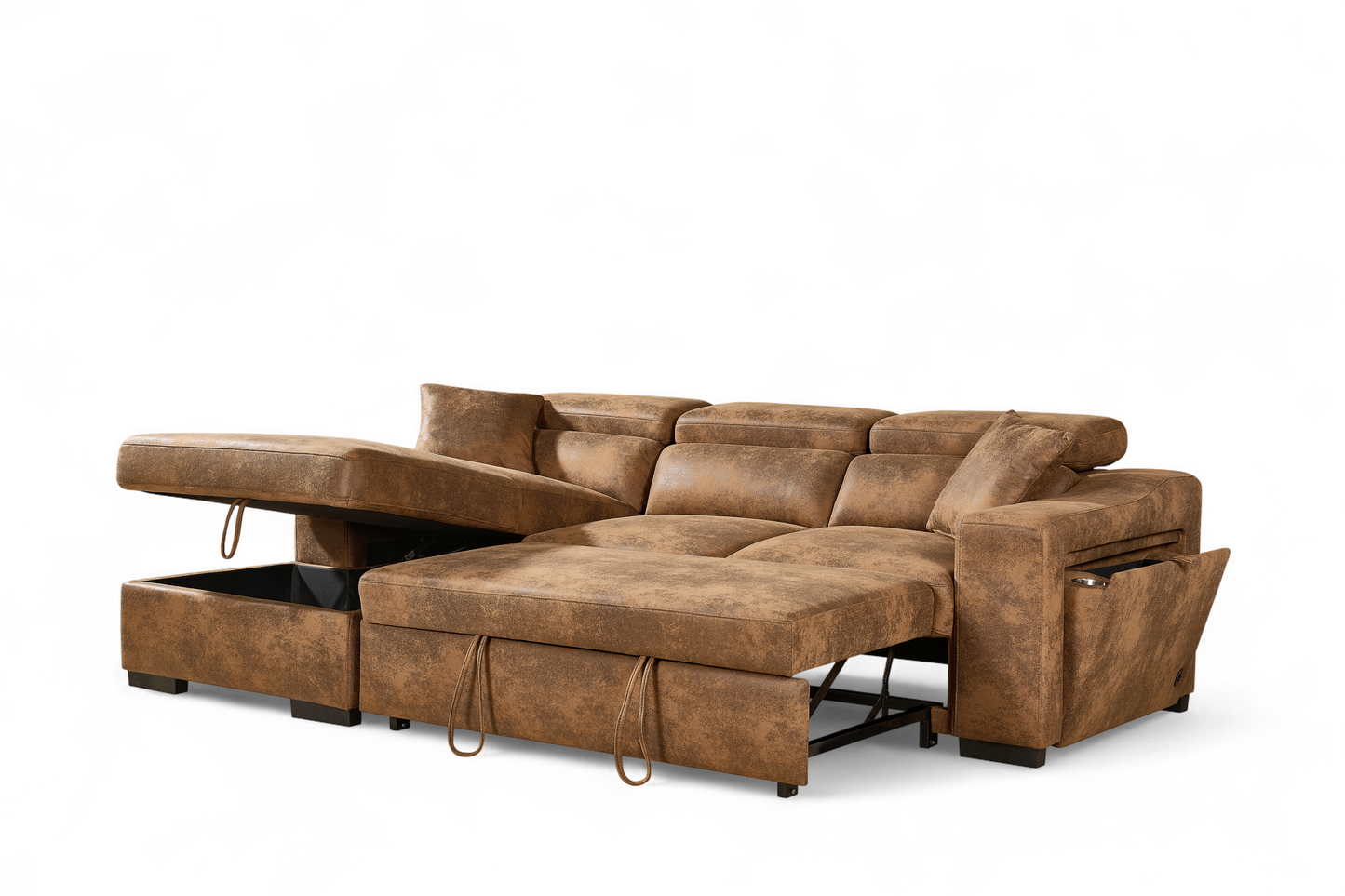 Arthur Brown Chenille Fabric Corner Sofabed with Storage