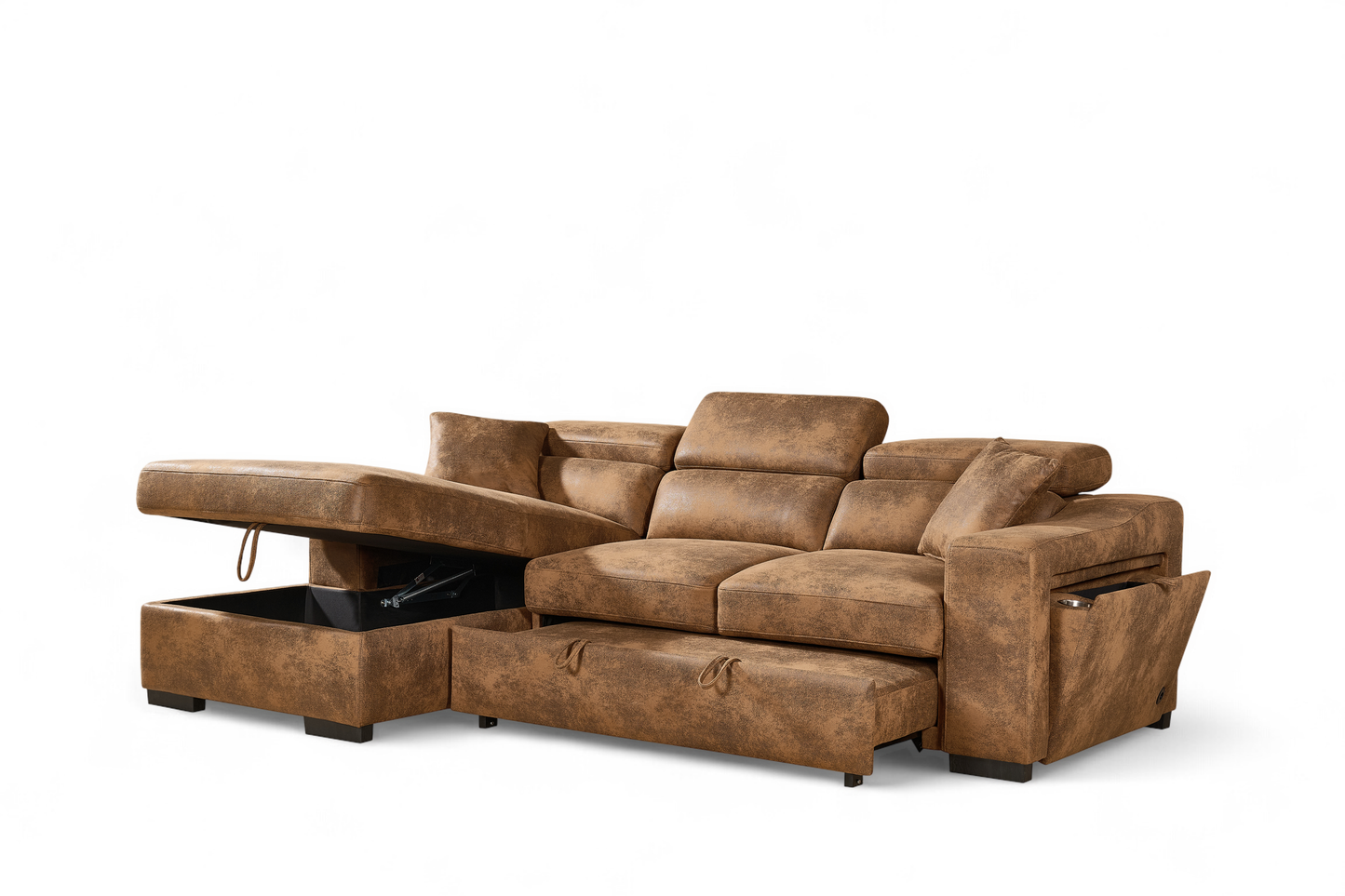 Arthur Brown Chenille Fabric Corner Sofabed with Storage