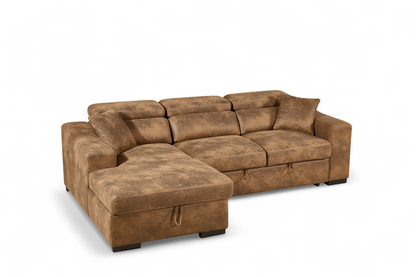Arthur Brown Chenille Fabric Corner Sofabed with Storage