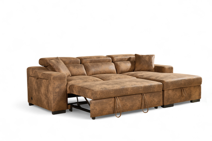 Arthur Brown Chenille Fabric Corner Sofabed with Storage