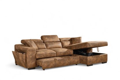 Arthur Brown Chenille Fabric Corner Sofabed with Storage