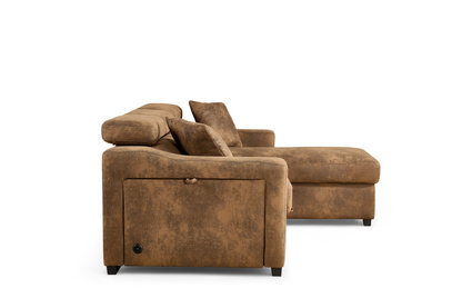 Arthur Brown Chenille Fabric Corner Sofabed with Storage