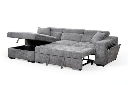 Arthur Dark Grey Chenille Fabric Corner Sofabed with Storage – Left Hand Side – gallery view 2