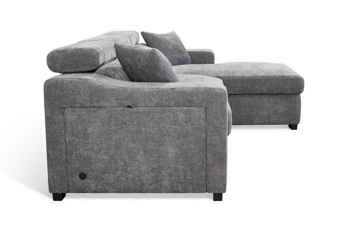 Arthur Dark Grey Chenille Fabric Corner Sofabed with Storage – Left Hand Side – gallery view 5