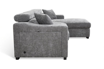 Arthur Dark Grey Chenille Fabric Corner Sofabed with Storage – Left Hand Side – gallery view 5