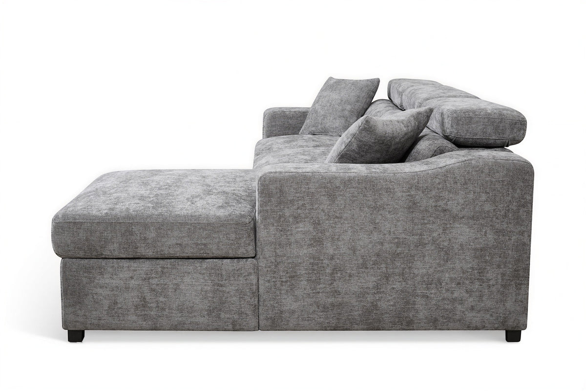 Arthur Dark Grey Chenille Fabric Corner Sofabed with Storage – Left Hand Side – gallery view 6