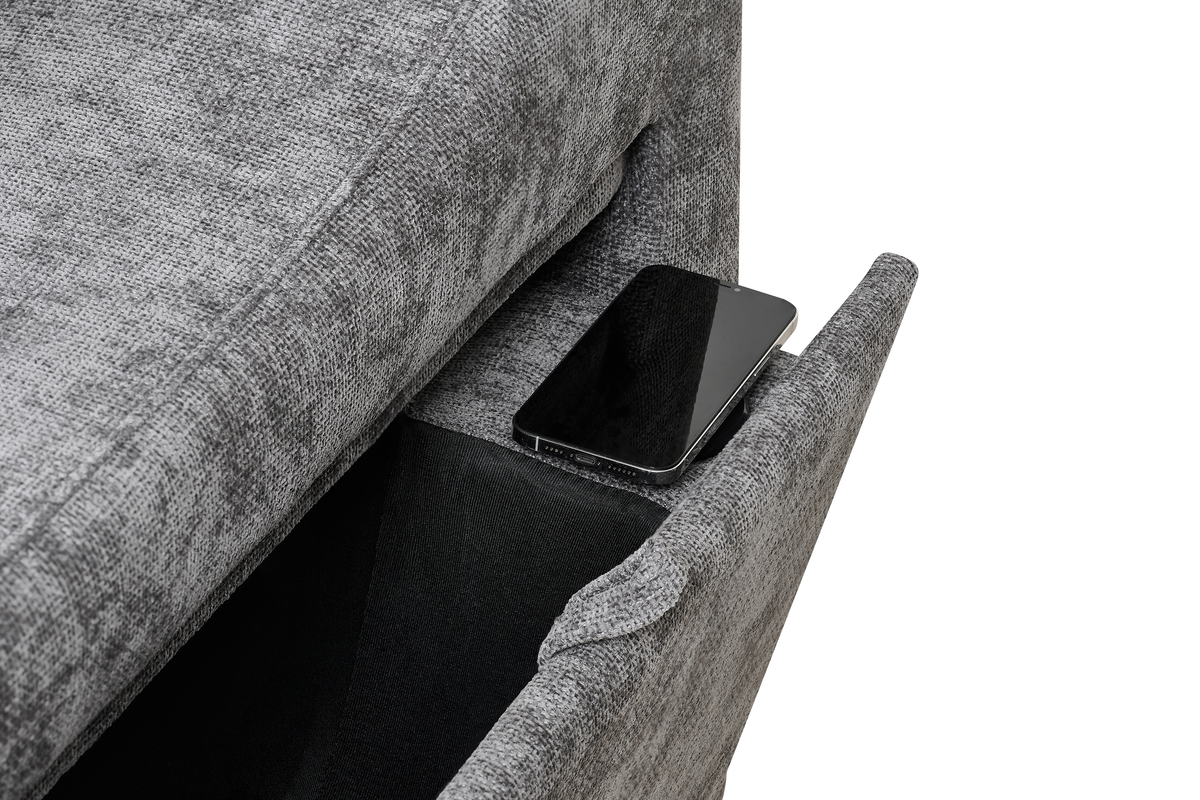Arthur Dark Grey Chenille Fabric Corner Sofabed with Storage – Left Hand Side – gallery view 8