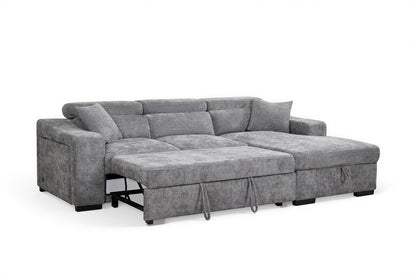 Arthur Dark Grey Chenille Fabric Corner Sofabed with Storage – Right Hand Side – gallery view 3
