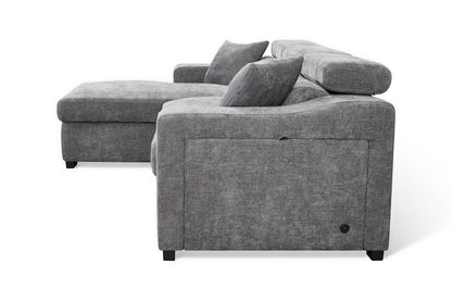 Arthur Dark Grey Chenille Fabric Corner Sofabed with Storage – Right Hand Side – gallery view 5